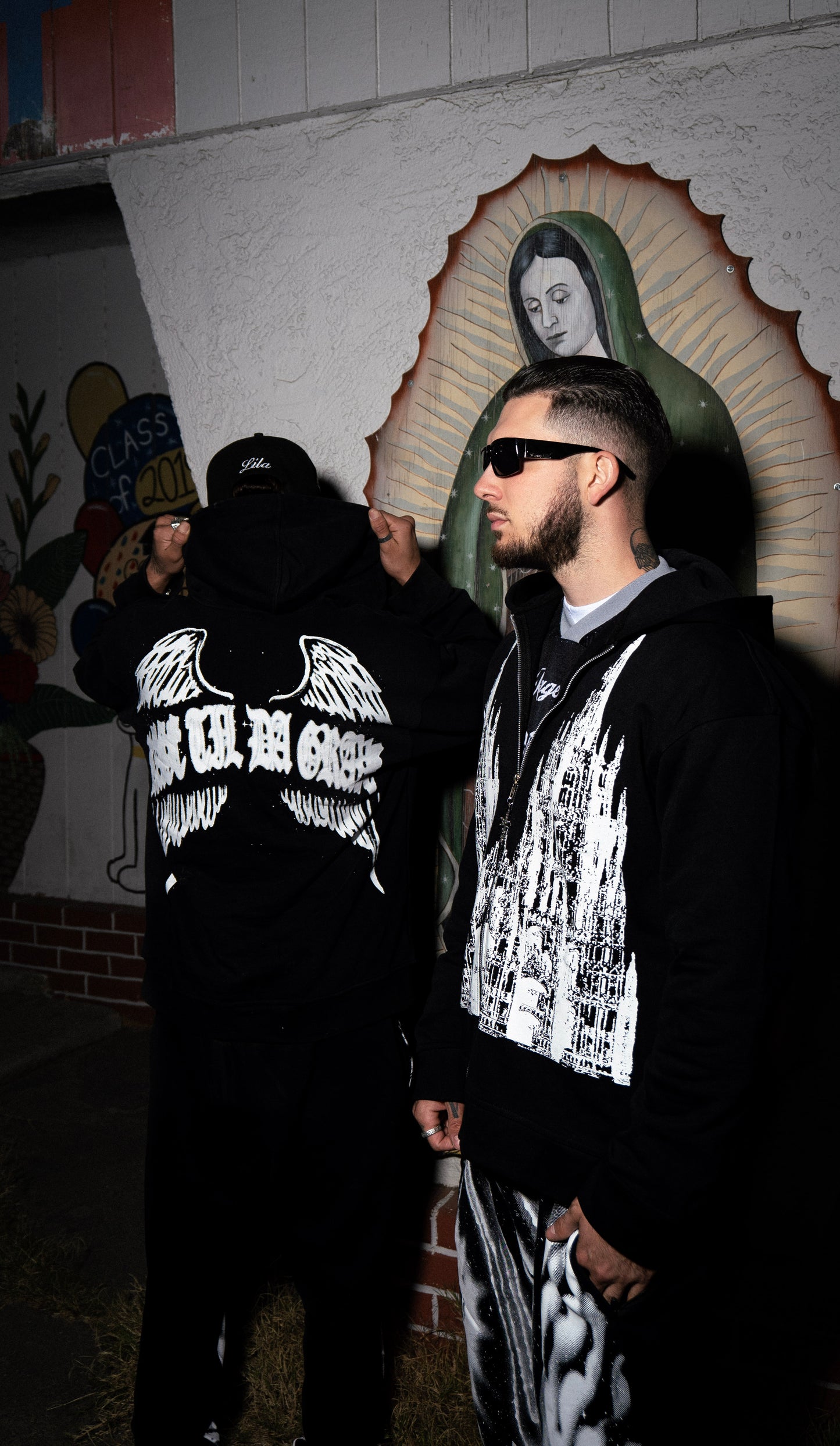 “Obituary” cross zip hoodie
