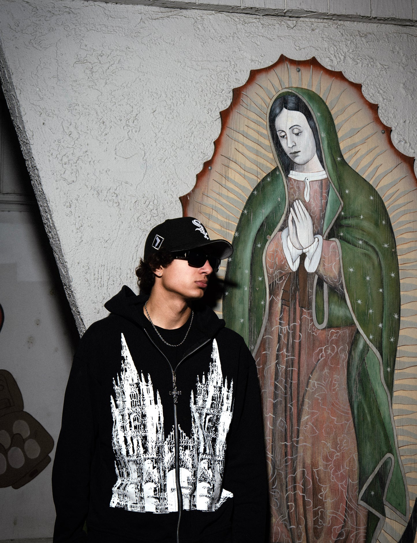 “Obituary” cross zip hoodie