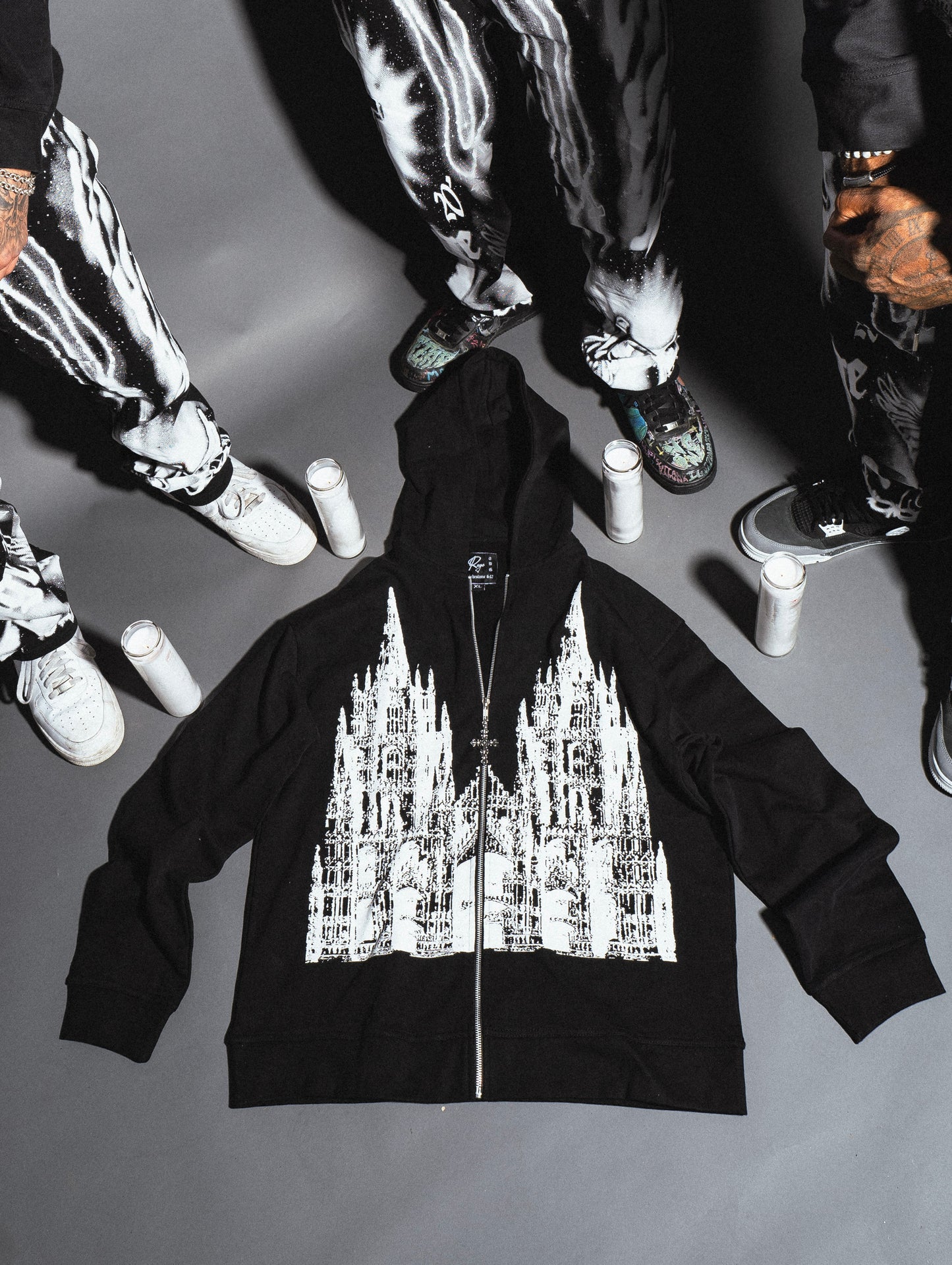 “Obituary” cross zip hoodie